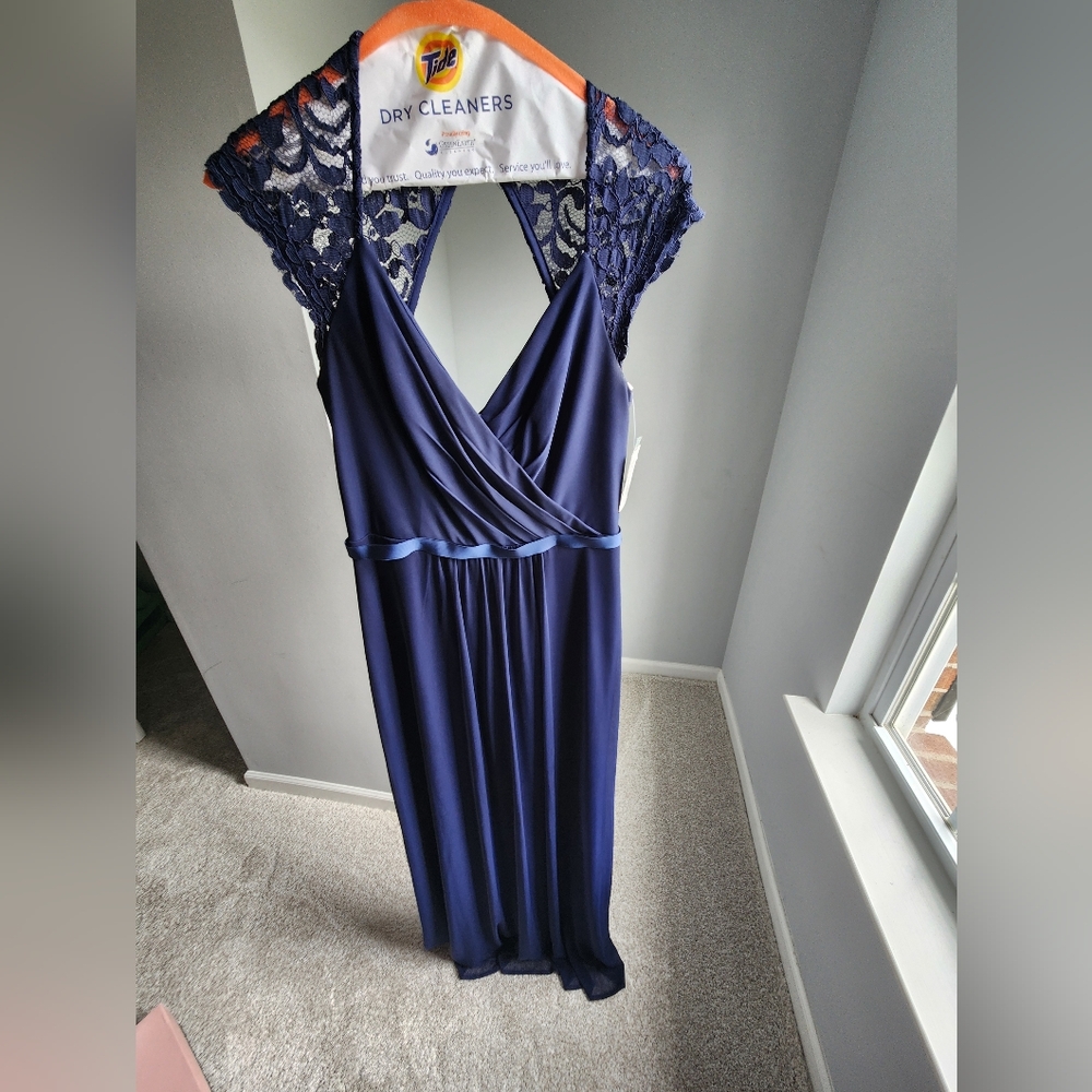 David's Bridal Navy Blue Lace Dress